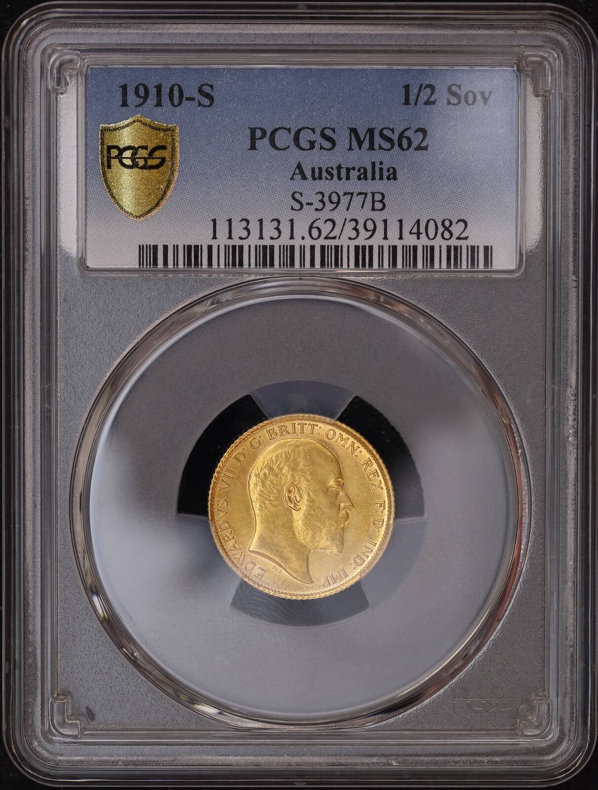1910 Sydney Edward VII Half Sovereign Unc (PCGS MS62) product image