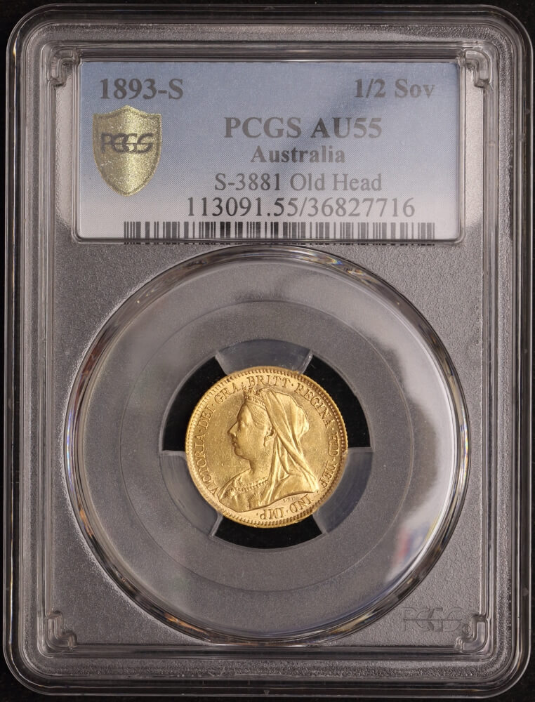 1893 Sydney Veiled Head Half Sovereign PCGS AU55 product image