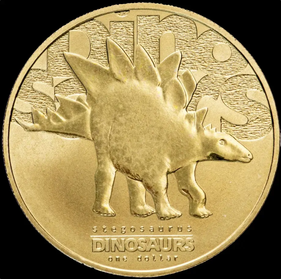 Tuvalu 2002 1 Dollar Uncirculated Coin Dinosaurs Stegosaurus product image