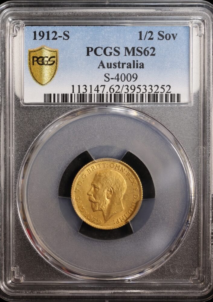 1912 Sydney George V Half Sovereign Unc (PCGS MS62) product image