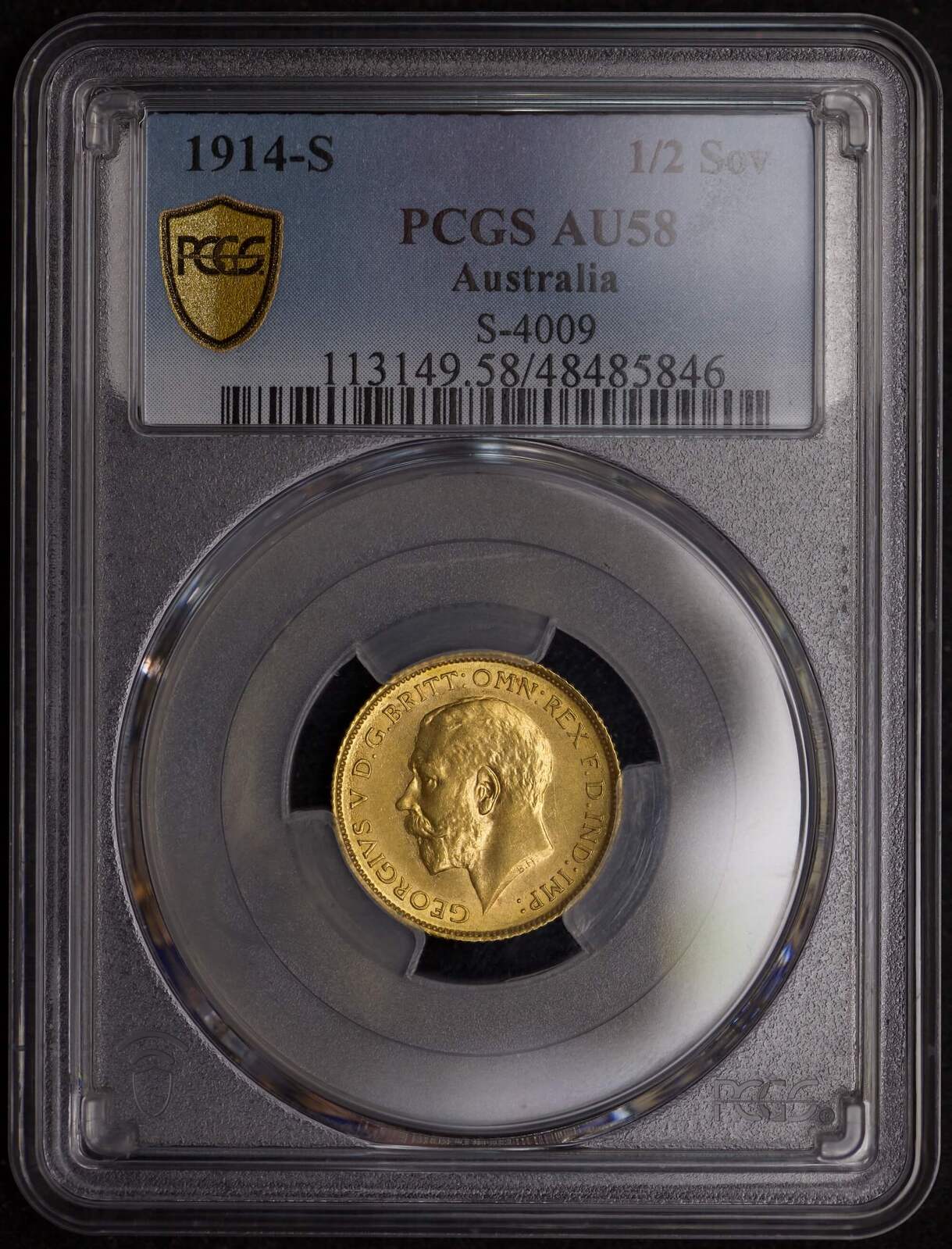 1914 Sydney George V Half Sovereign PCGS AU58 product image