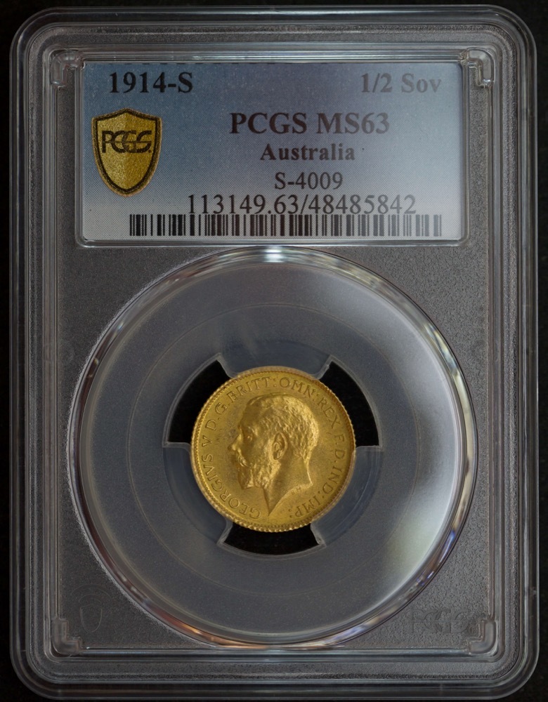 1914 Sydney George V Half Sovereign PCGS MS63 product image