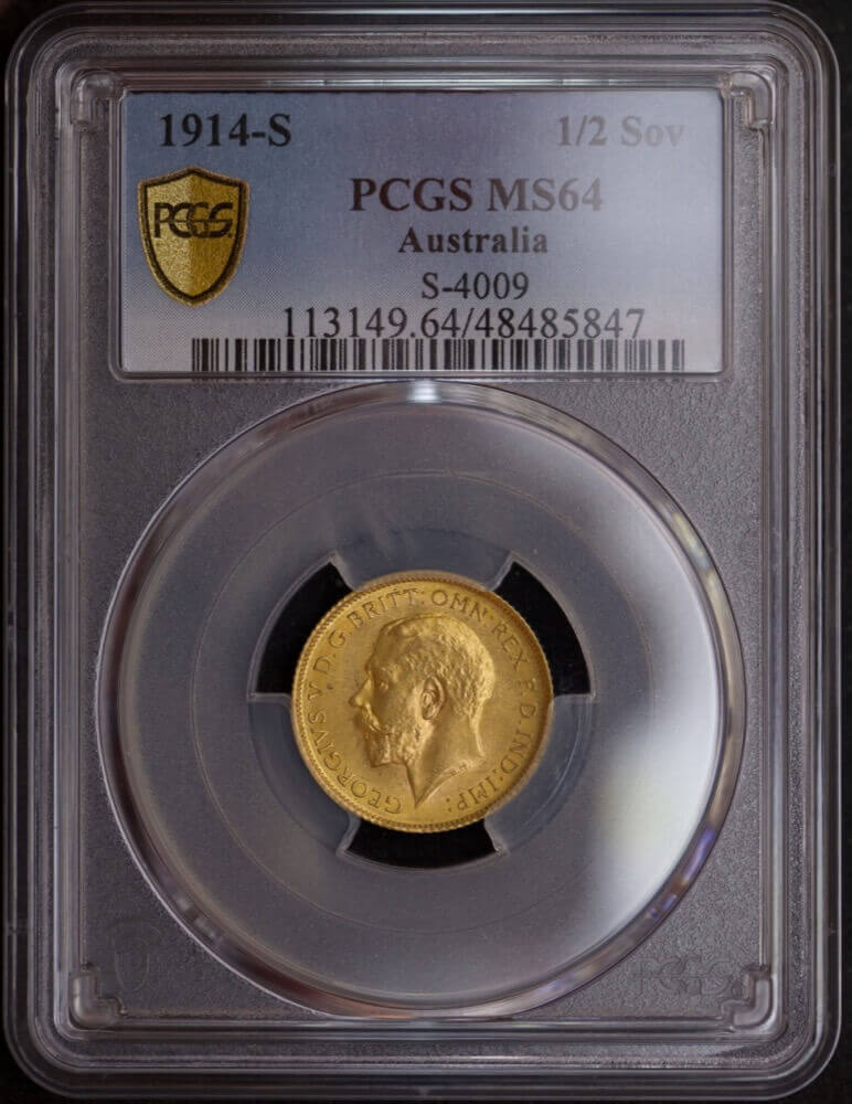 1914 Sydney George V Half Sovereign PCGS MS64 product image