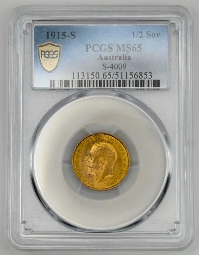 1915 Sydney George V Half Sovereign Gem Unc (PCGS MS65) product image