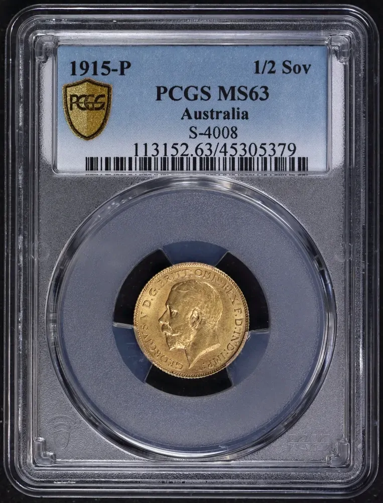 1915 Perth George V Half Sovereign Choice Unc (PCGS MS63) product image