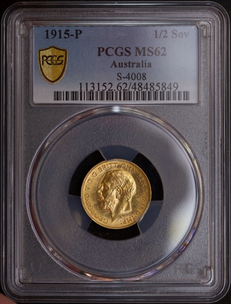 1915 Perth George V Half Sovereign PCGS MS62 product image