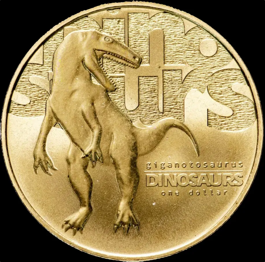 Tuvalu 2002 1 Dollar Uncirculated Coin Dinosaurs Giganotosaurus product image