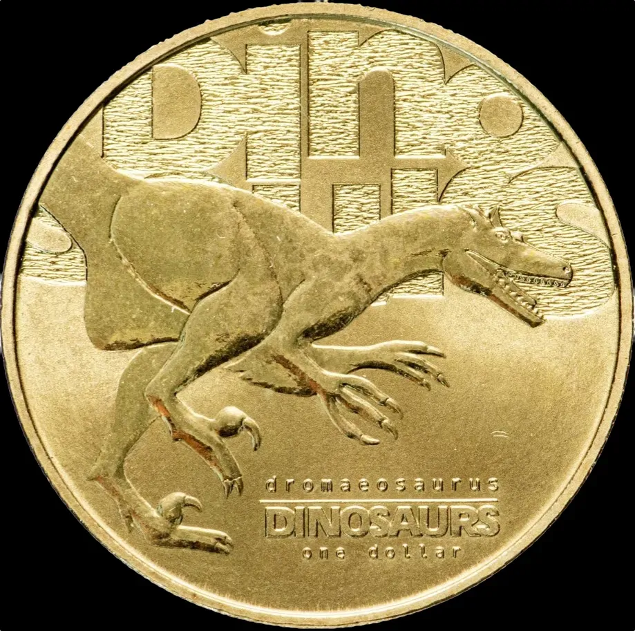 Tuvalu 2002 1 Dollar Uncirculated Coin Dinosaurs Dromaeosaurus product image