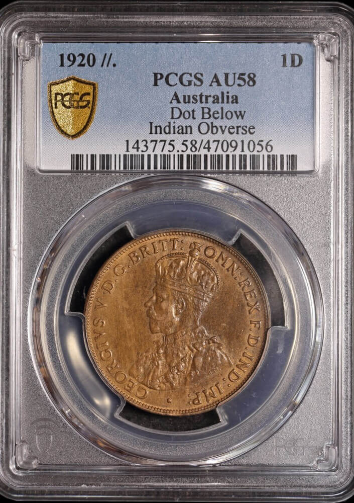 1920 Penny Dot below Indian Obverse PCGS AU58 product image