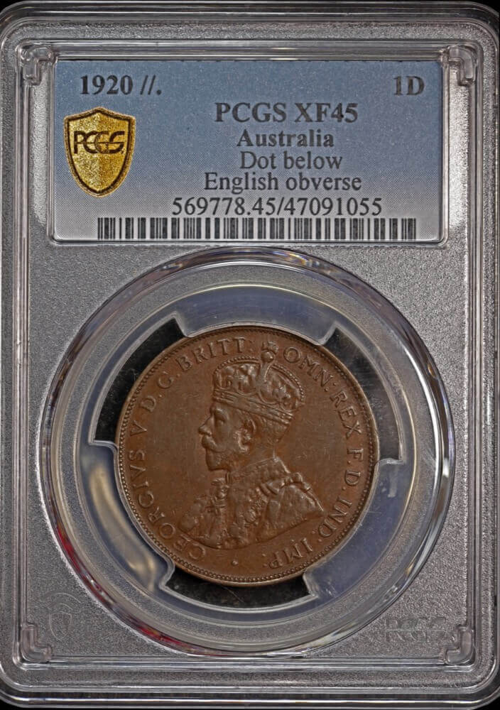 1920 Penny Dot Below Bottom Scroll London / English Obverse PCGS XF45 product image