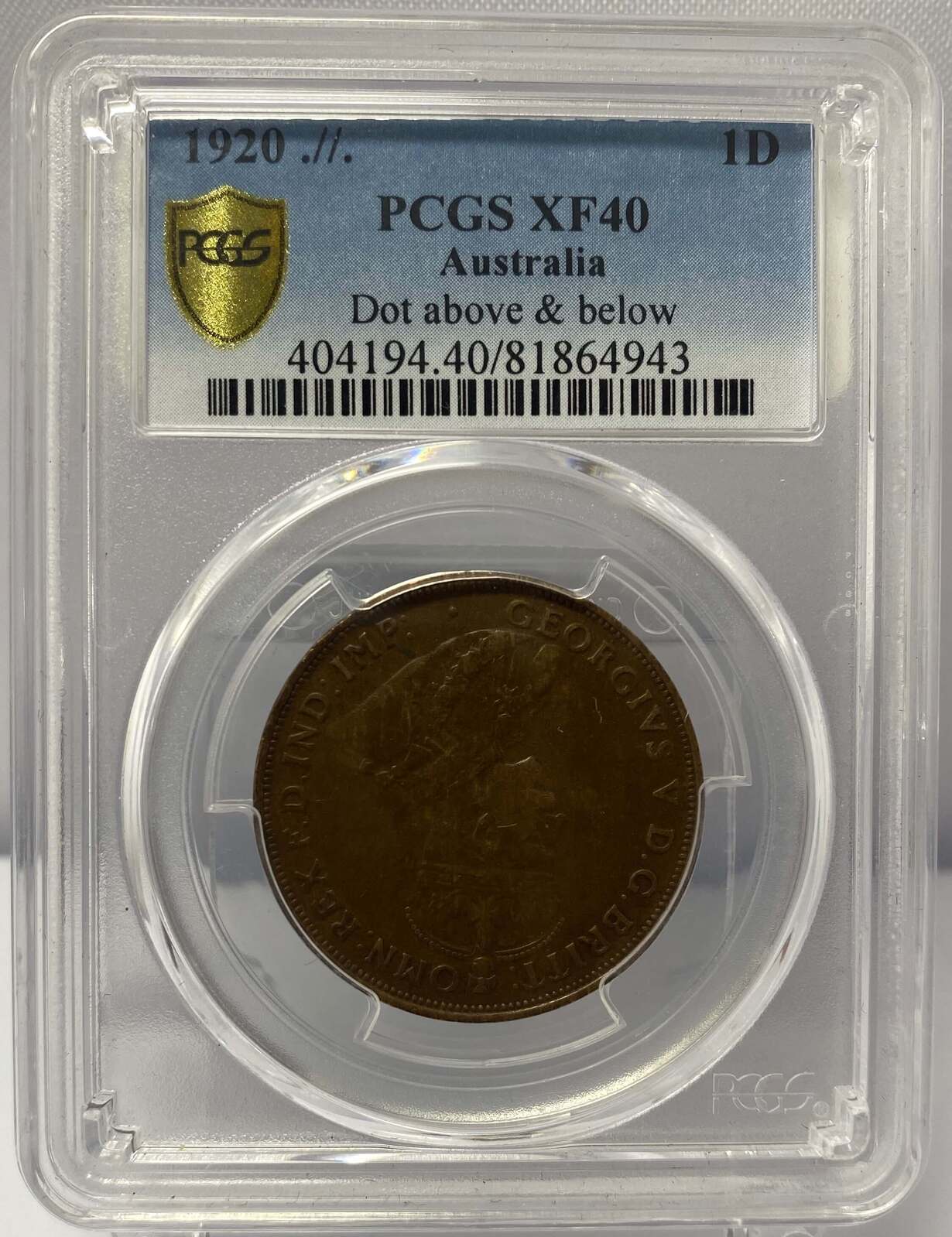 1920 Penny Double Dot PCGS XF40 product image