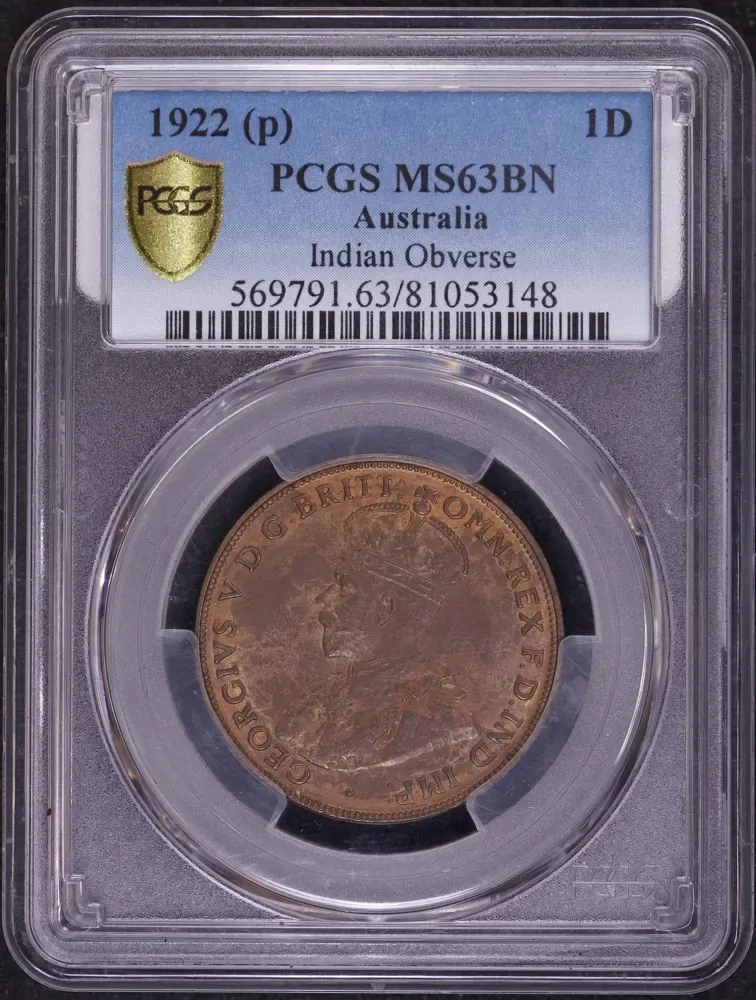 1922 Perth Penny Indian Obverse PCGS MS63BN product image