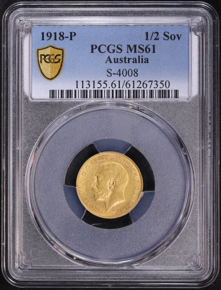 1918 Perth George V Half Sovereign PCGS MS61 product image