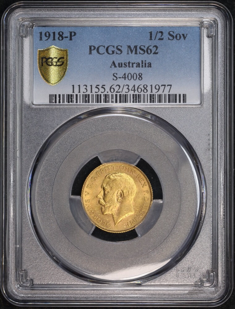 1918 Perth George V Half Sovereign Unc (PCGS MS62) product image