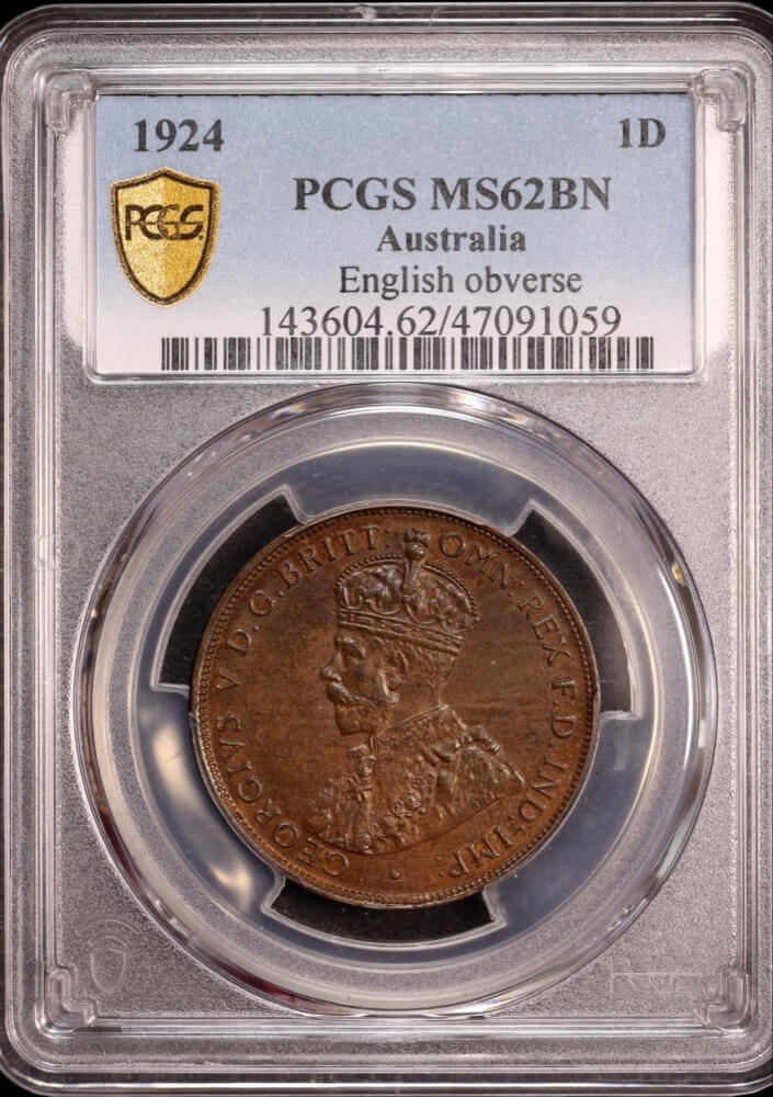 1924 Penny English Obverse Unc (PCGS MS62BN) product image