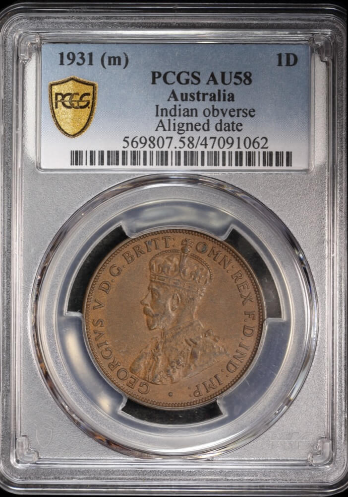 1931 Penny Indian Obverse Aligned Date PCGS AU58 product image