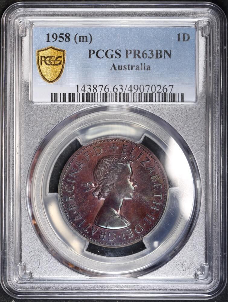1958 Melbourne Proof Penny PCGS PR63BN product image