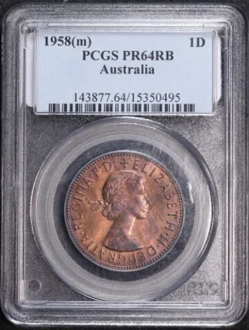1958 Melbourne Proof Penny PCGS PR64RB product image