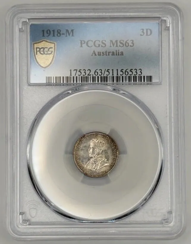 1918 Threepence Choice Uncirculated PCGS MS63 product image
