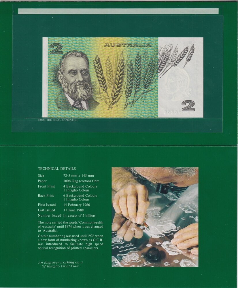 1991 $2 Note Folder Johnston/Fraser Sydney International Coin Fair product image