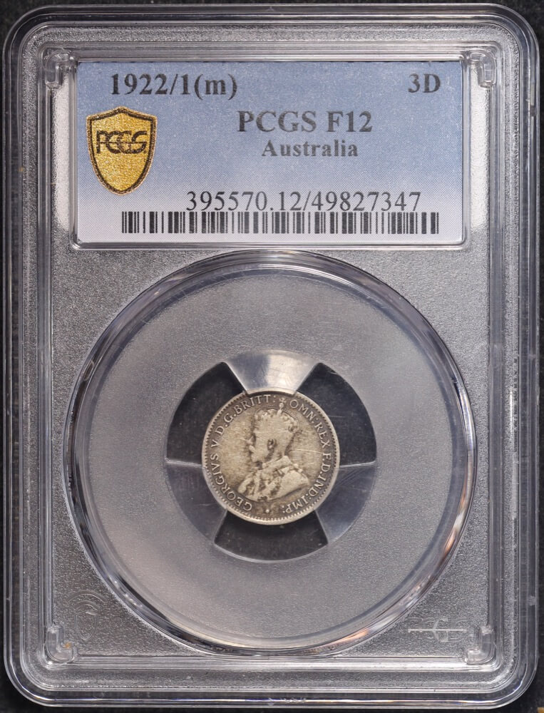 1922/21 Overdate Threepence PCGS F12 product image