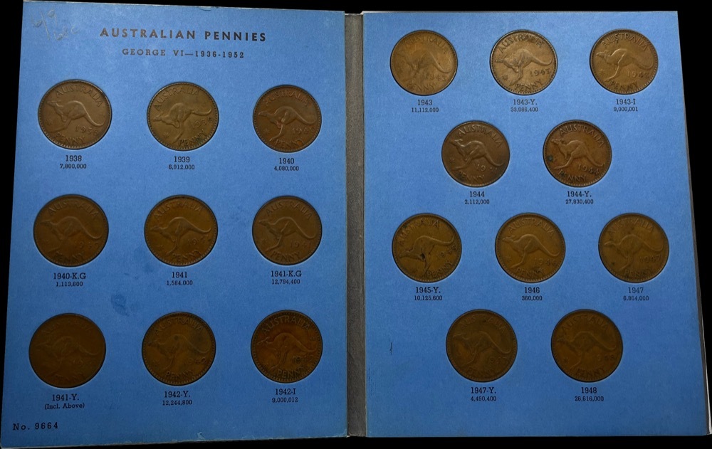 Complete Set of Australian Pennies (1911 - 1964) 75 coins, inc 1925 and 1946 ex 1930 product image