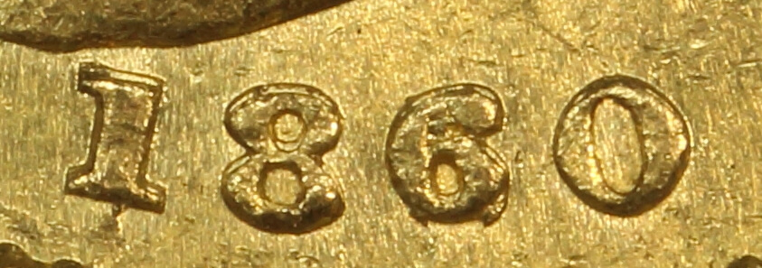 1860 Sydney Mint Type II Half Sovereign Overdate about Unc (PCGS AU58) product image