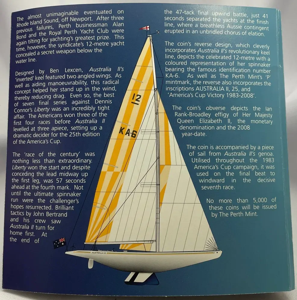 2008 Silver 1 Ounce Proof America's Cup - Australia II Victory product image