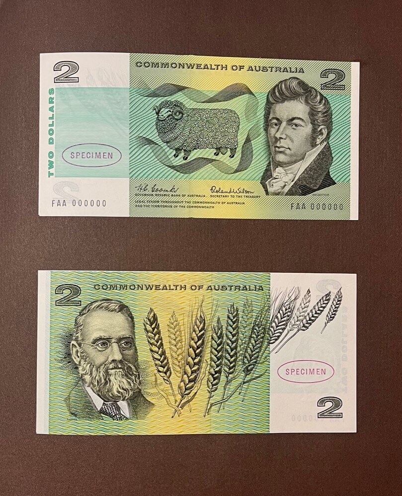 Australia 1966 Complete Type I Specimen Banknote Set In Presentation Folder (10 Notes, $1 - $20, Inc $5) product image