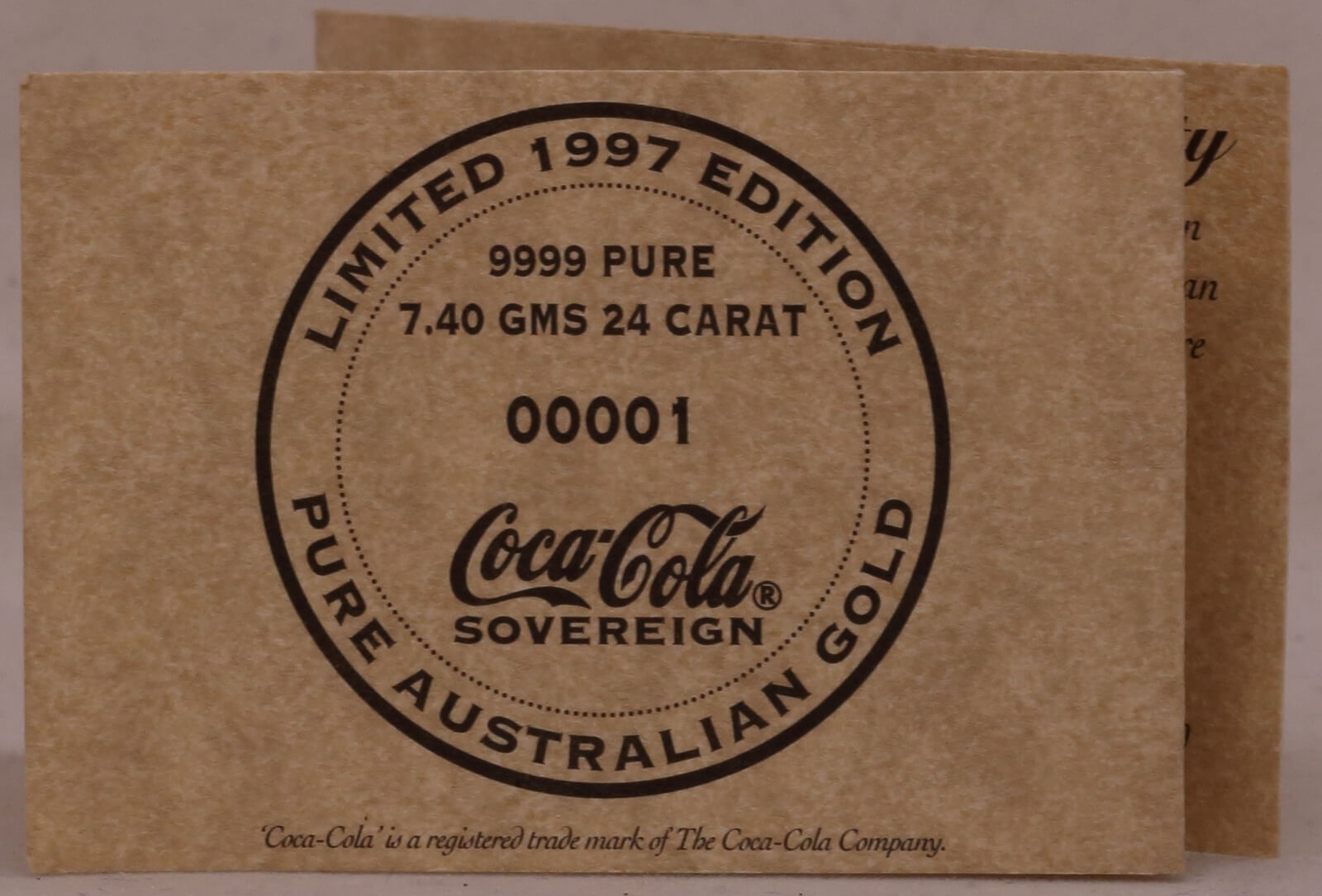Coca-Cola Gold Sovereign Token 1997 Uncirculated product image