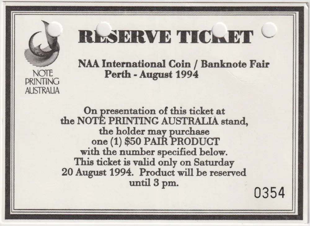 1994 50 Dollar Uncut Vertical Pair Black Serials product image