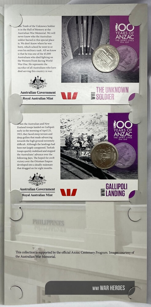 2015 14 Coin Set Anzacs Remembered Complete in Folder product image