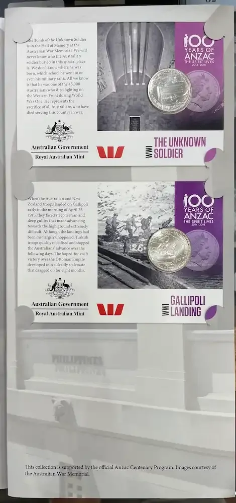 2015 14 Coin Set Anzacs Remembered Complete in Folder product image