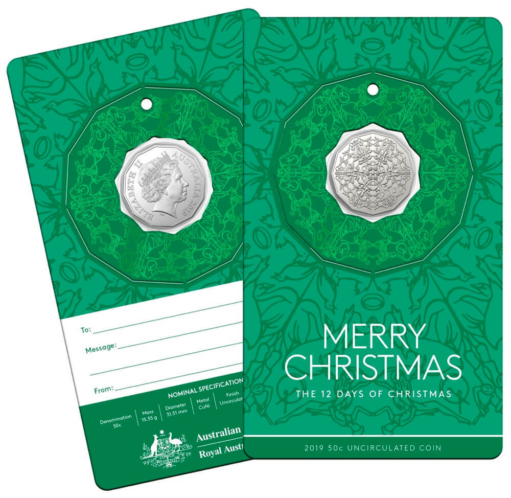 2019 50 Cent Unc 5 Coin Set 12 Days of Christmas product image