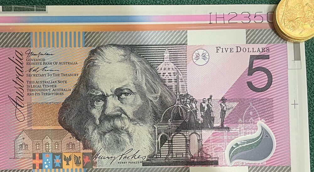 2001 5 Dollar Uncut Sheet of 40 Notes Federation MacFarlane Evans product image