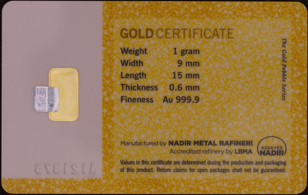 Nadir Fine Gold 1 gram Minted Ingot Gold Pebble Series product image
