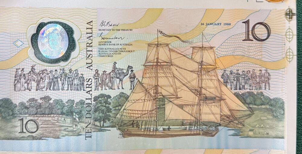 1988 10 Dollar Uncut Sheet of 24 Notes Bicentennial product image