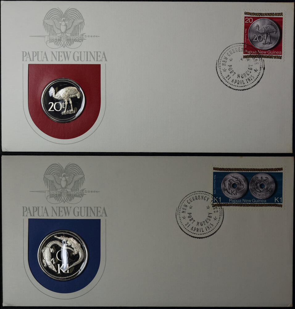 Papua New Guinea 1975 Collection of Proof Coins in First Day of Issue Cachets product image