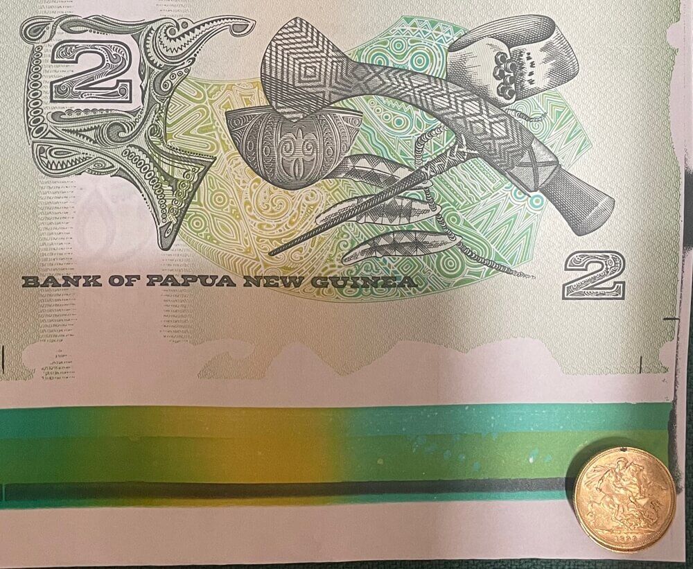 Papua New Guinea 1990 Uncut Sheet of 35 2 Kina Notes Uncirculated product image