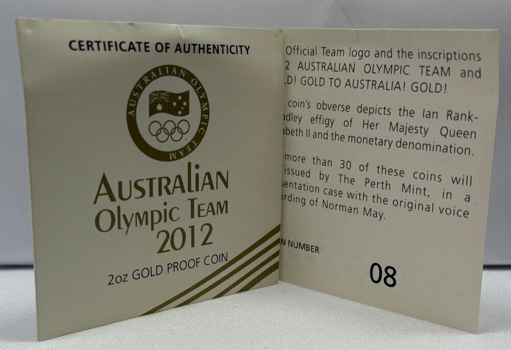 2012 Gold 2oz Proof  Coin Australian Olympic Team product image
