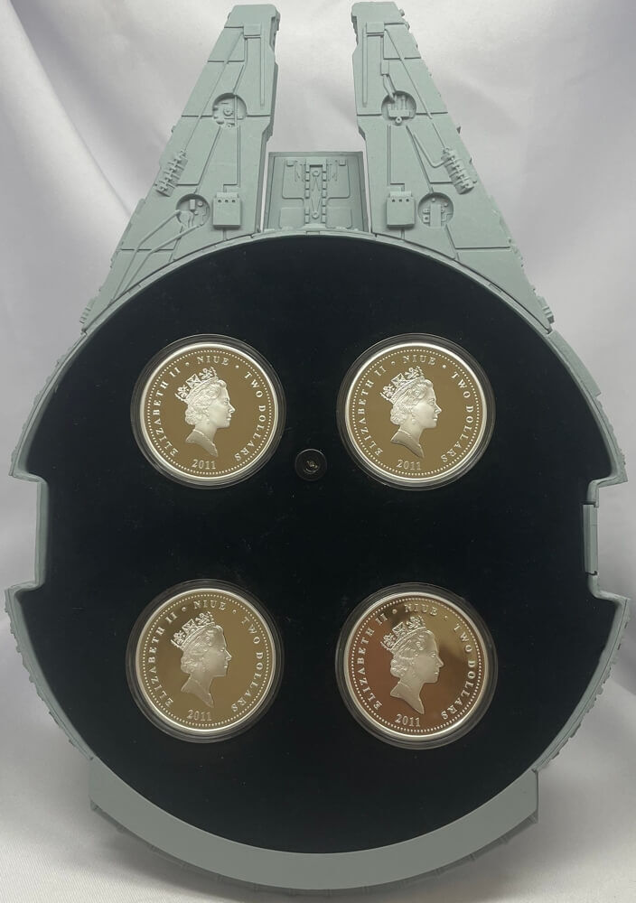 Niue 2011 Silver Proof 1oz Four Coin Set Star Wars Millennium Falcon product image