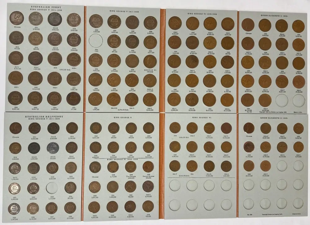 Complete Date Set of Australian Predecimal Coins in Dansco Pressin Albums (Ex 1930 1d, 1923 1/2d and 1922/21 3d) product image