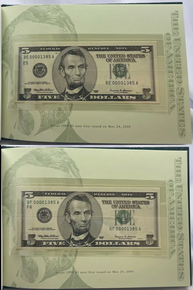 United States 1999 5 Dollar Premium Federal Reserve Set  product image