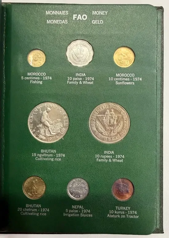 1973 - 1974 FAO Coin Album #3 Green (31 Coins/1 Note) Uncirculated product image