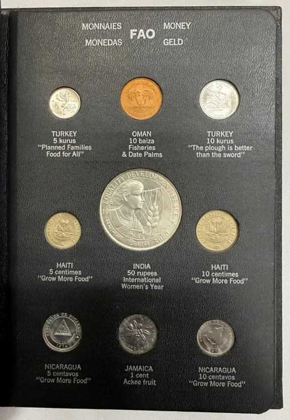 1974 - 1975 FAO Coin Album #4 Black (38 Coins/4 Stamps) Uncirculated product image