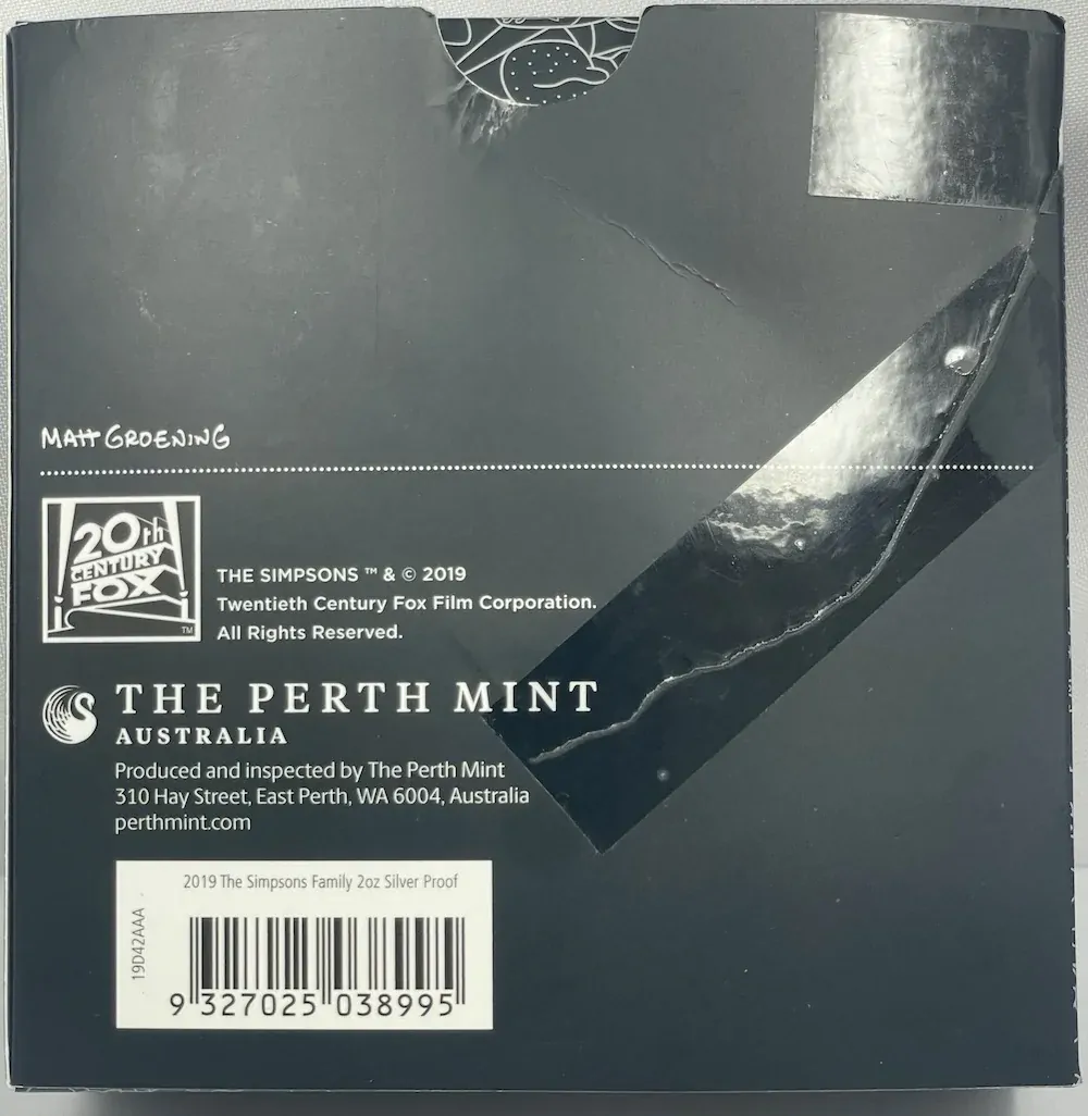 2019 Silver 2oz Proof Coin Simpsons - Family (Torn Box!) product image