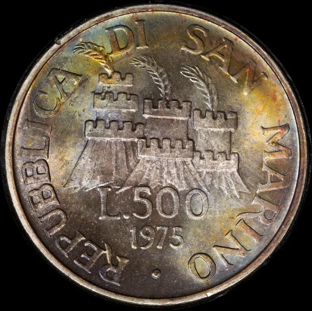 San Marino 1975 Silver 500 Lire Uncirculated Coin Numismatic Agency Opening product image