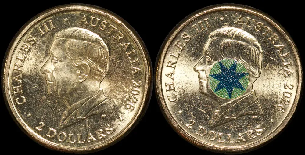 2026 2 Dollar Coin Team Australia Bullseye Error Uncirculated product image