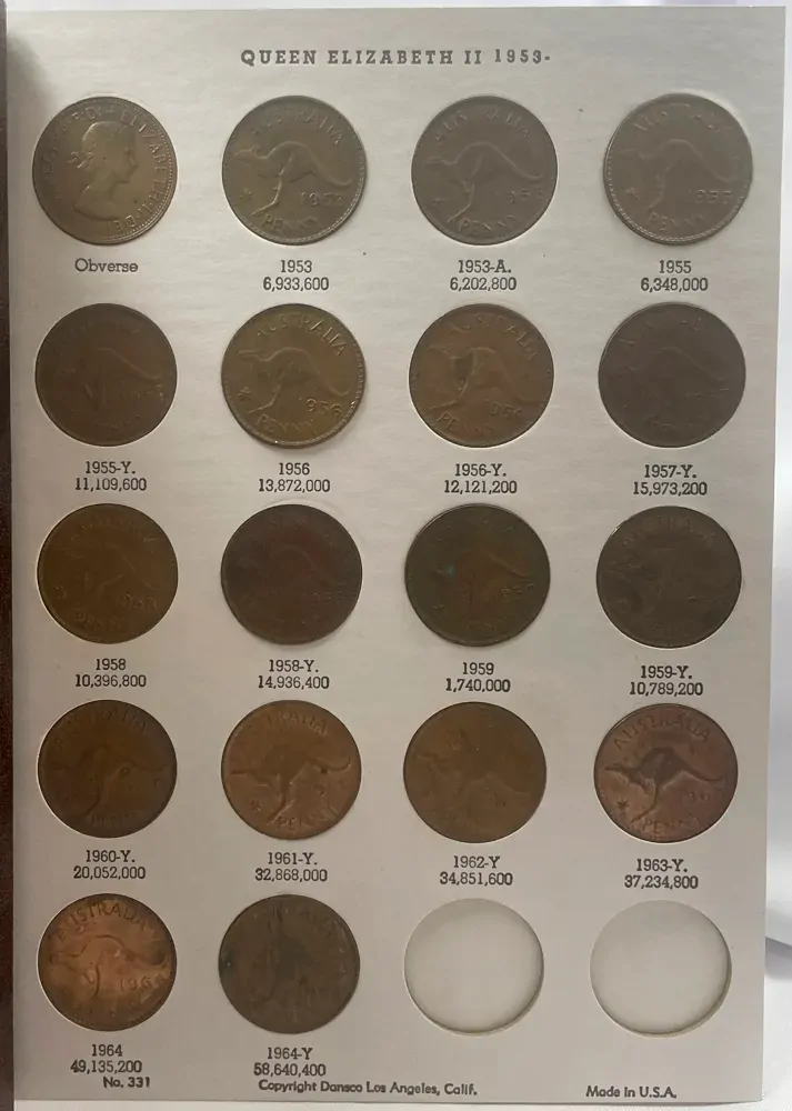 Complete Set of Australian Pennies (1911 - 1964) 75 coins, inc 1925 and 1946 ex 1930 product image