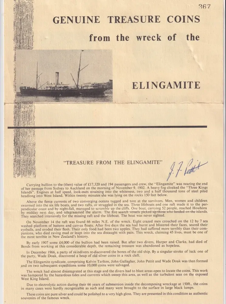 Treasure Coins from the Wreck of the Elingamite - 3 Coin Set product image